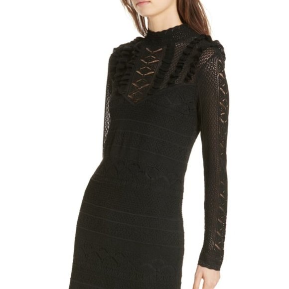 Ralph Lauren Black pointelle-stitched crochet maxi dress boho goth - Picture 3 of 9